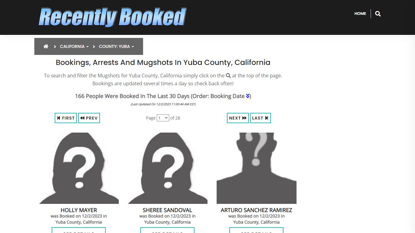 Recent bookings, Arrests, Mugshots in Yuba County, California